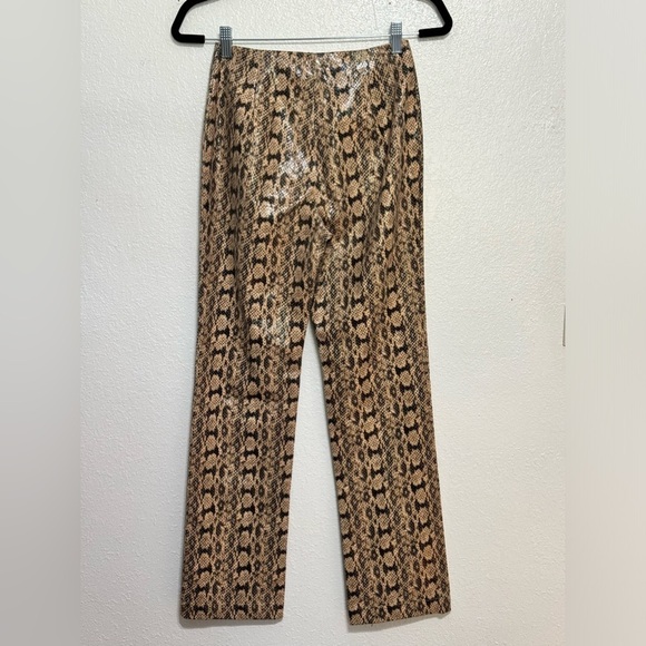 DANIELLE BERNSTEIN Faux Snakeskin Pants Sz 2 Beige Black - Picture 3 of 11